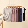 T-shirt da donna estiva in modal senza maniche, tinta unita, vestibilità larga, leggera, base per layering, casual per uso quotidiano, maglietta base, canottiera