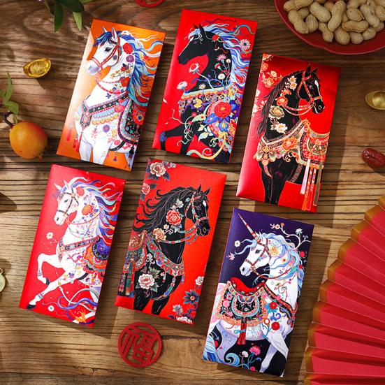 6 Pcs Chinese New Year Red Envelope 2026 Year of The Horse Lucky Money Red Packets Hong Bao for Spring Festival Birthday