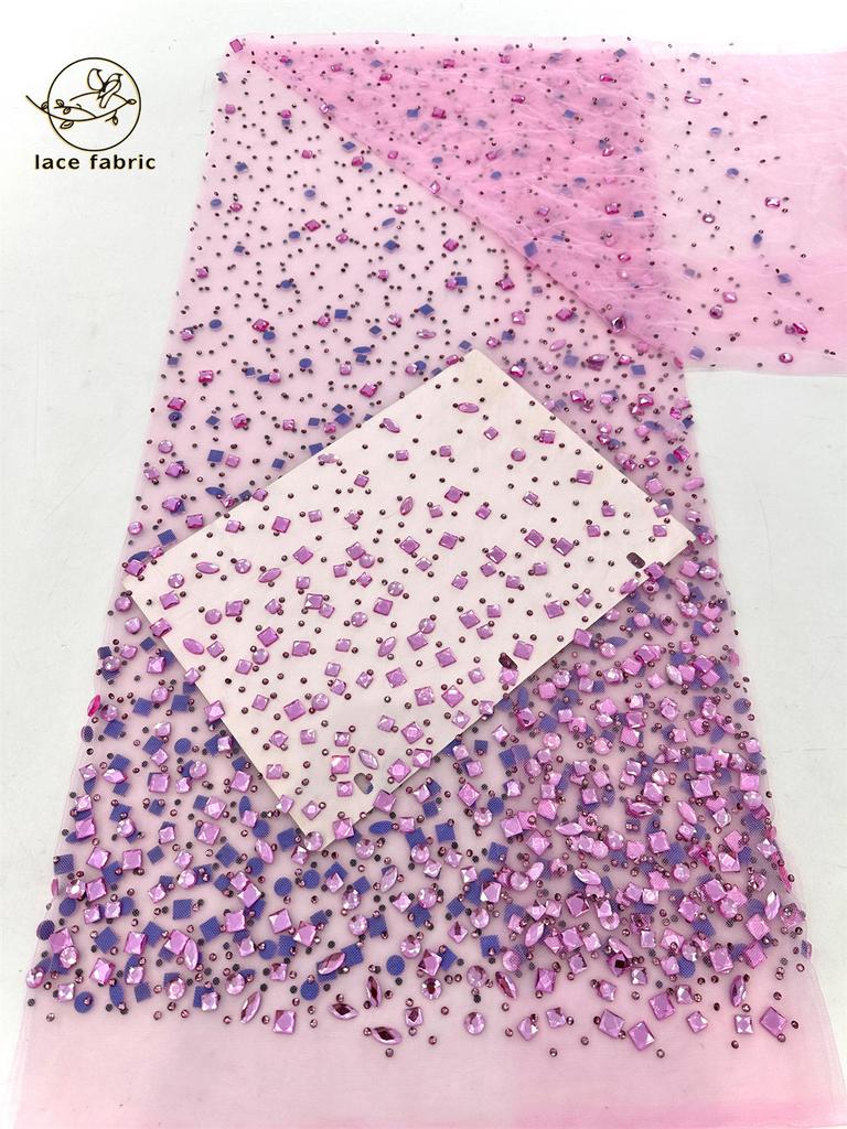 African Heavy Stones Lace Fabric 2025 High Quality for Women Nigerian French Stones Tulle Lace Fabric Wedding Party Dress Sewing