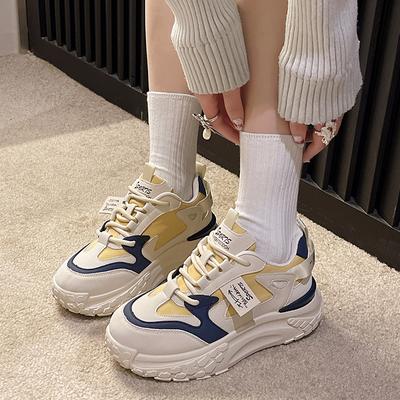 Zapatillas de Mujer con Suelas Gruesas de Malla Zapatos Casuales de Primavera para Mujer Moda Transpirable Antideslizante Zapatos de Color Mezclado para Mujer