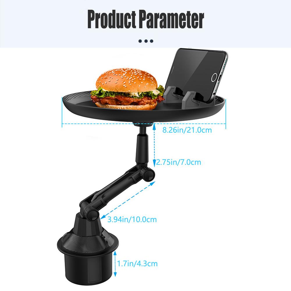 Car Food Holder Tray 360° Swivel Car Tray Table Car Mobile Phone Mount Drink Holder Food Tray Table Organized Car Accesssories