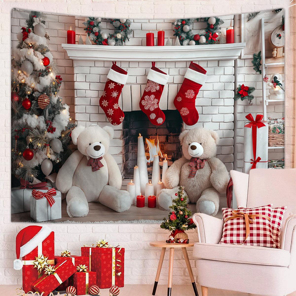 

Зимнее утро Олень Рождественская елка Настенный гобелен Рождественская настенная подвесная елка Настенная подвесная елка Великолепная рождественская елка Камин Подарки 95x75cm