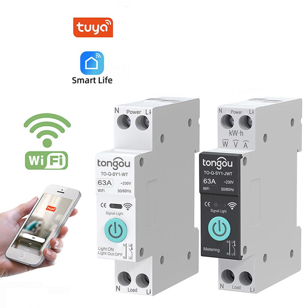 TUYA WiFi Smart Switch 1P 6A 10A 16A 20A 25A 32A 40A 50A 63A Smart Home Wireless Remote Control WiFi Switch 25A No Metering