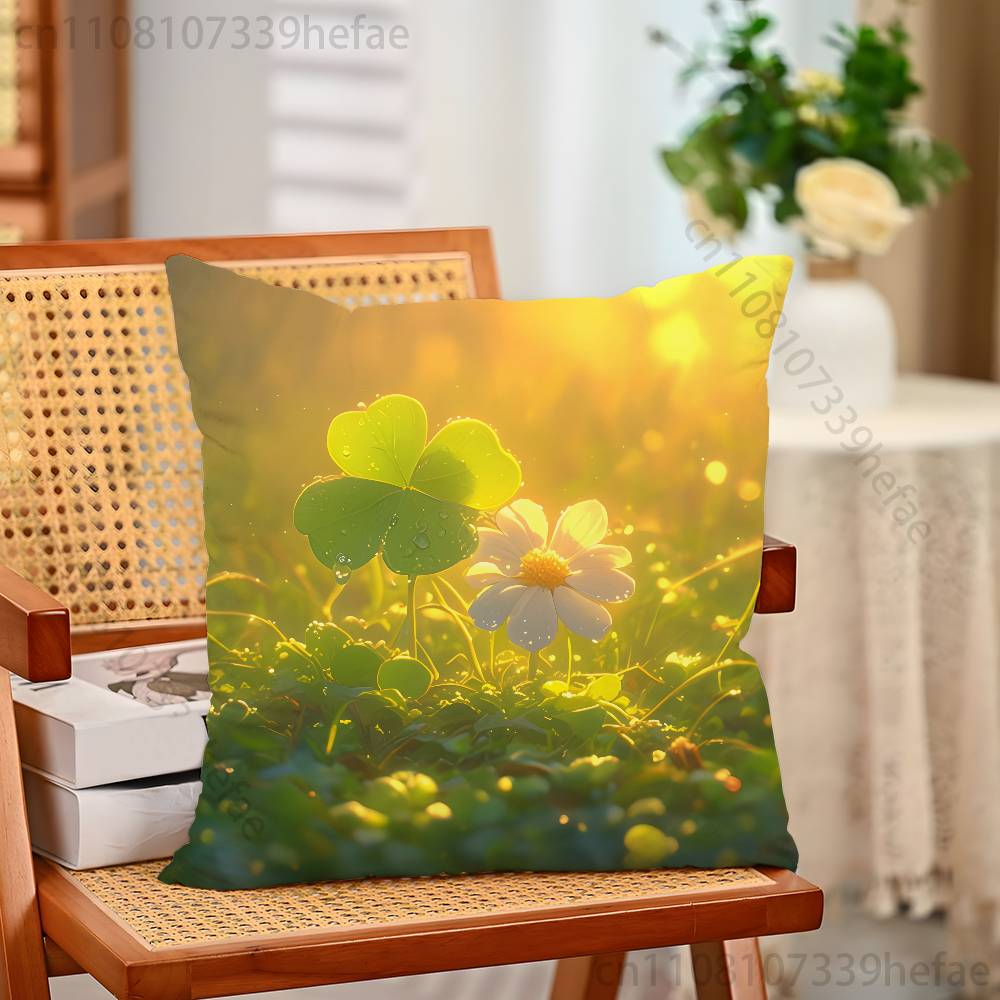 Lucky Four Leaf Clover Throw Pillow Case For Decoration 30cm 50cm 55cm Square Home Pillowcase Case