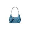 MICHAEL KORS Quilted Silver Hardware Polyurethane Blend Handheld Crossbody Shoulder Bag Women's Blue