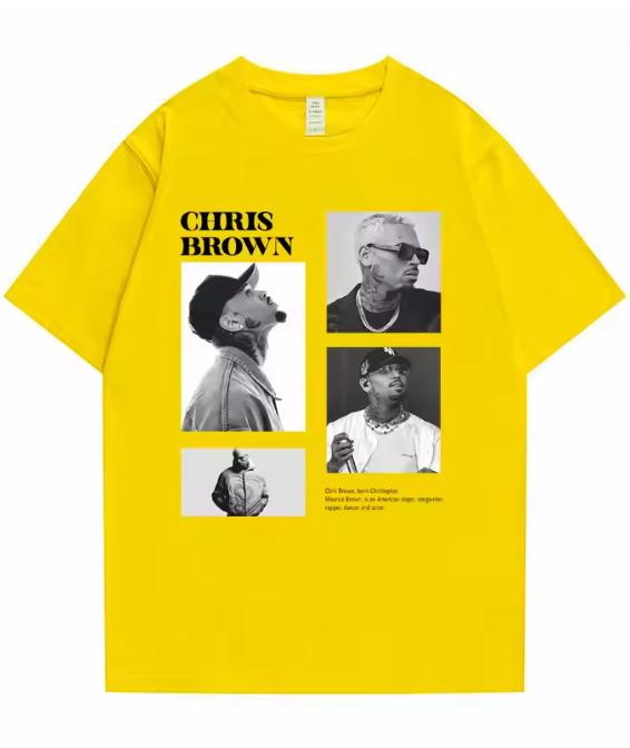 Pop Singer Chris Brown Print TShirt Unisexs Hip Hop Fashion Oversize TShirt Top Unisexs Casual Cotton TShirt Vlone