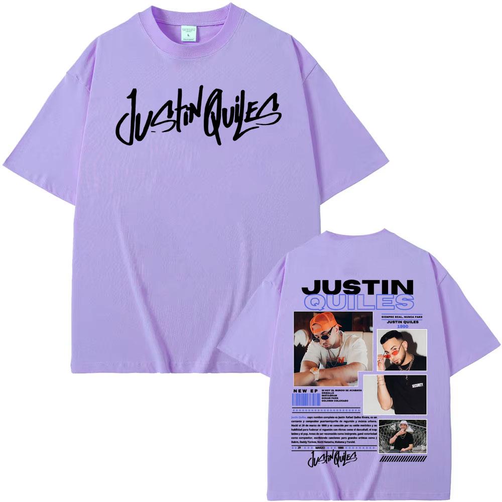 Singer Justin Quiles Album 2025 Tour Graphic T-shirt Men's Clothing Vintage Hip Hop T Shirts Cotton Loose Short Sleeve Tee Shirt