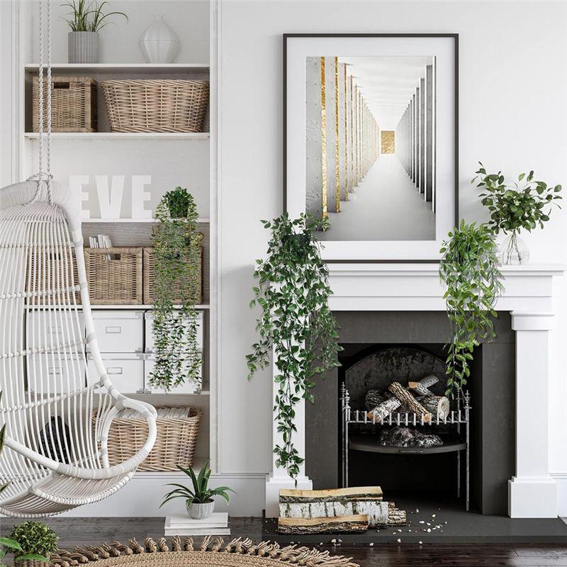 A84E-Artificial Hanging Plants Artificial Mandala 3 Pack Artificial Eucalyptus Potted Greenery Faux Eucalyptus Mandala Vine