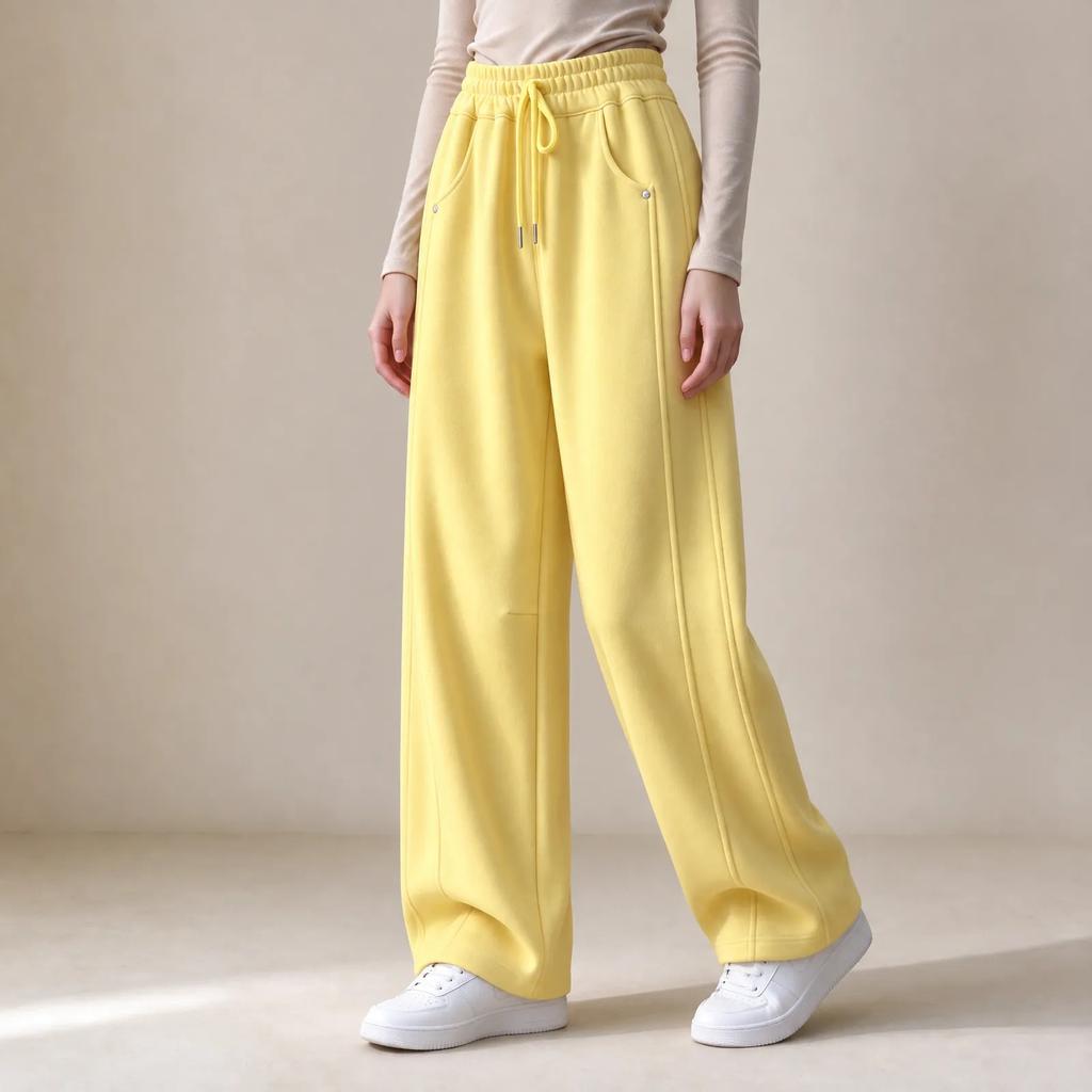 Girls' Casual Color Wide Leg Straight Pants for Everyday Wear