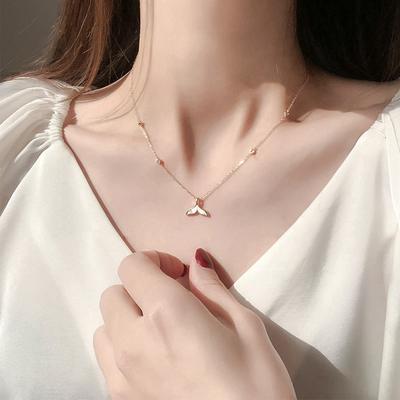 S925 Sterling Silver Fishtail Necklace for Women Summer Light Luxury Minority Light Luxury Clavicle Chain Simple