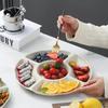 Reusable Round Divided Food Storage Tray BPA-Free Plastic Portable Dinner Plate for Diet Control Meal Prep