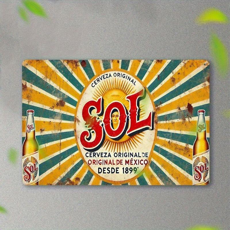 Vintage Beer Metal Sign, New Year Pub Decor Plaque