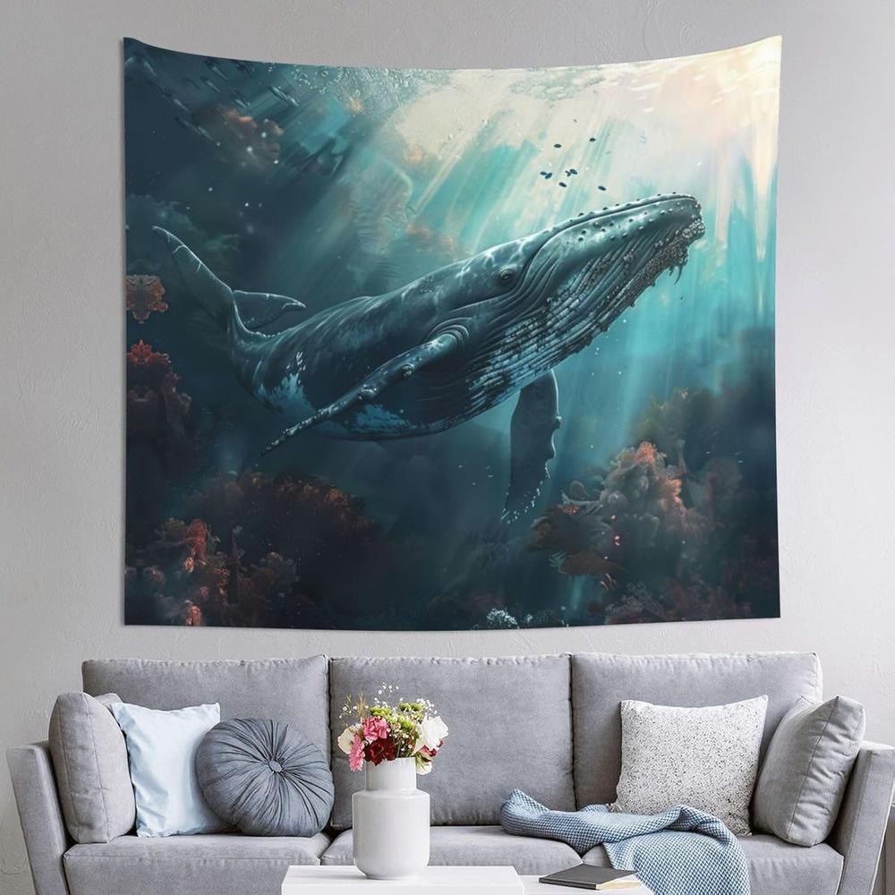 

Ocean Whale Tapestry Majestic Serene and Peacefully Inspiring Wall Art for a Stunning Coastal Decor Statement 74x94cm(29x37in)
