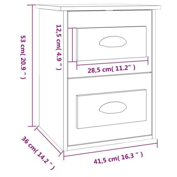 VidaXL Tables de chevet murales 2 pcs Chêne marron 41,5x36x53 cm 816407