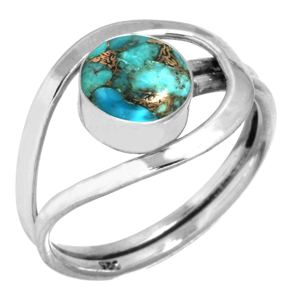 925 Sterling Silver Ring Women Gemstone Handmade Jewelry Easter Gift Blue Green Purple Copper Turquoise Freshwater Pearl Lapis Mother Of Pearl Fashion