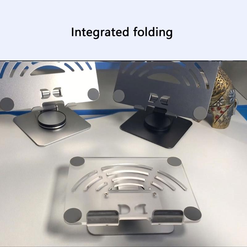 Foldable Tablet Stand With 360 degree Rotation Height Adjustment Aluminum Holder For 12.9Inch Devices
