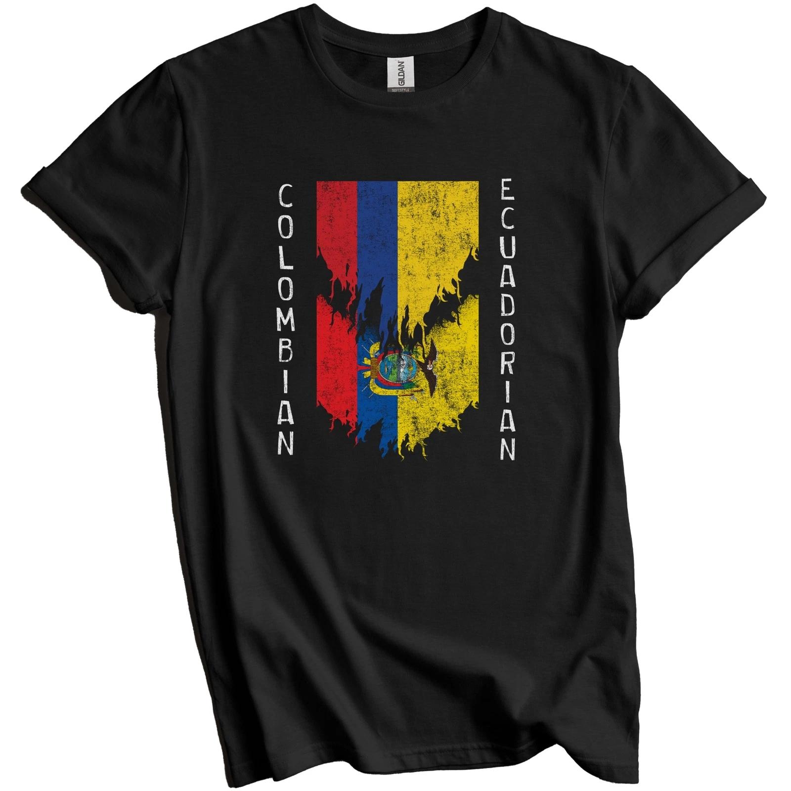 Colombian Ecuadorian Flags Ripped Torn Colombia Ecuador T-Shirt 2XL