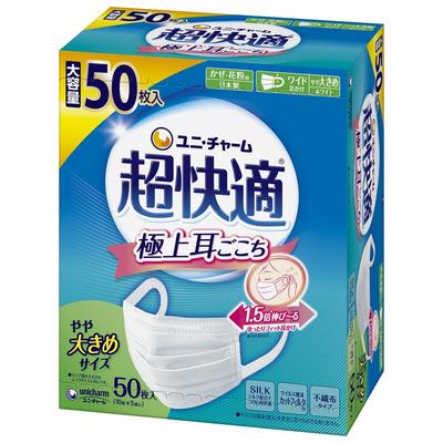 Masks for Colds and Pleated Fabric Made In Slightly Larger 50 Masks with Nose Droplet Cut Standard Mask Manufacturers Association Member Mark Unicharm