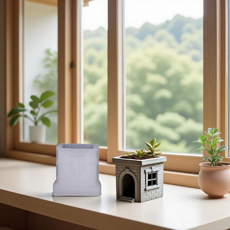 Stampo in Silicone Creativo a Forma di Casa per Vaso di Fiori per Fai da Te Contenitore per Gioielli Realizzazione Artigianato in Resina e Fioriere per Succulente