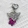 Cute Alloy Peach Heart Buckle Keyring Small Fresh Love Flame Crossed Butterflies Pendant Keyholder Bag Pendant for Women