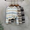 C S In The Room Mara Wool Stripe Semi Crop Long Sleeve Knit 3 ColorS