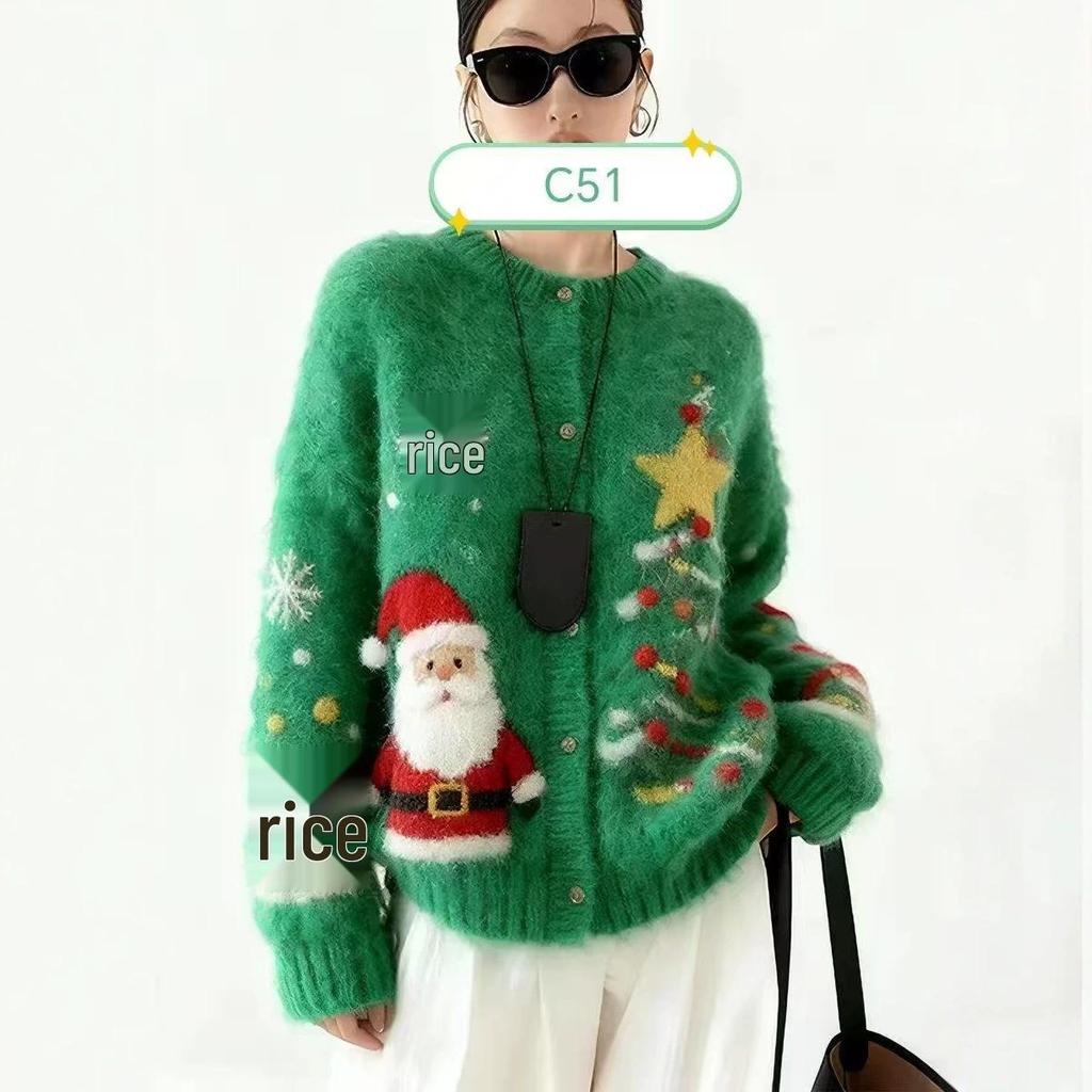 European & American Autumn/Winter Casual Letter Jacquard Knit Pullover