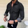 Camicia da Uomo Tessuto Denim Casual Retro Elegante Popolare Sottile Tendenza Moda Tinta Unita Modellante Facile da Abbinare Top per Uomo Taglie Forti