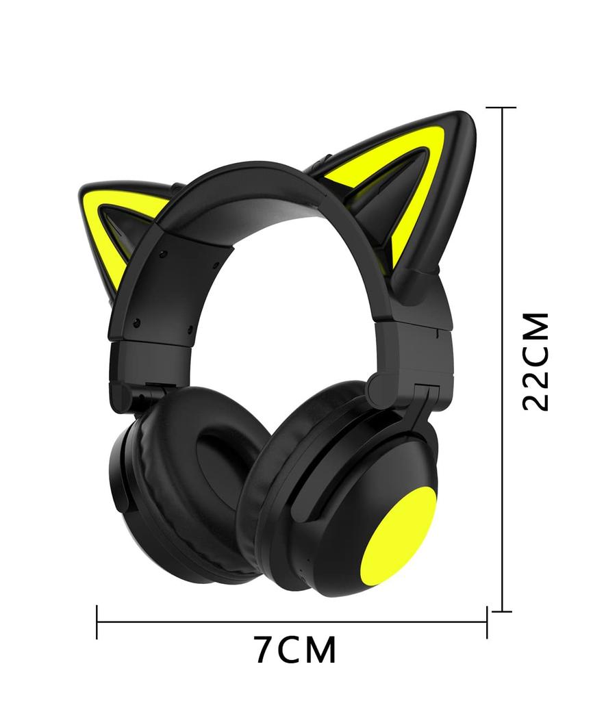 E-Greetshopping Cat Ear Bluetooth Gaming LED USB Noise for Work from School Entrance Japanese Instruction Manual Included Headphones, 5.0, Headset, Wi