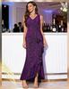 2026 Elegant European Women's Sequin V-Neck Slit Evening Gown