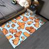 Cute Cartoon Capybara Pattern Carpet for Living Room, Blue Background Suitable for use as an anti-slip for living room bedroom sofas
