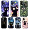 Artistic Black Cat Starry Night Luxury Phone Case For iPhone 16 15 14 13 12 11 Pro Max XS X XR SE 7 8 Plus Silicone Clear Cover