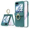 Compatible with Galaxy Z Flip 5 Case (Built-in Back Screen Protector) with Hinge Protection & Ring Kickstand, Slim and Thin Protective Case Cover for
