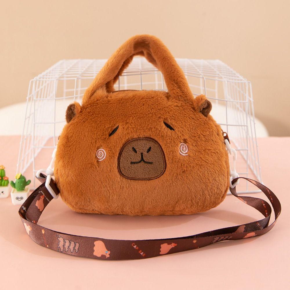 Animal Cartoon Capybara Plush Handbag Large Capacity Cartoon Shoulder Bag  Couple