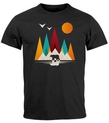 T-Shirt da uomo Montagne Orso Natura Poligono Stampa Esterna Camicia Stampa Escursionismo-