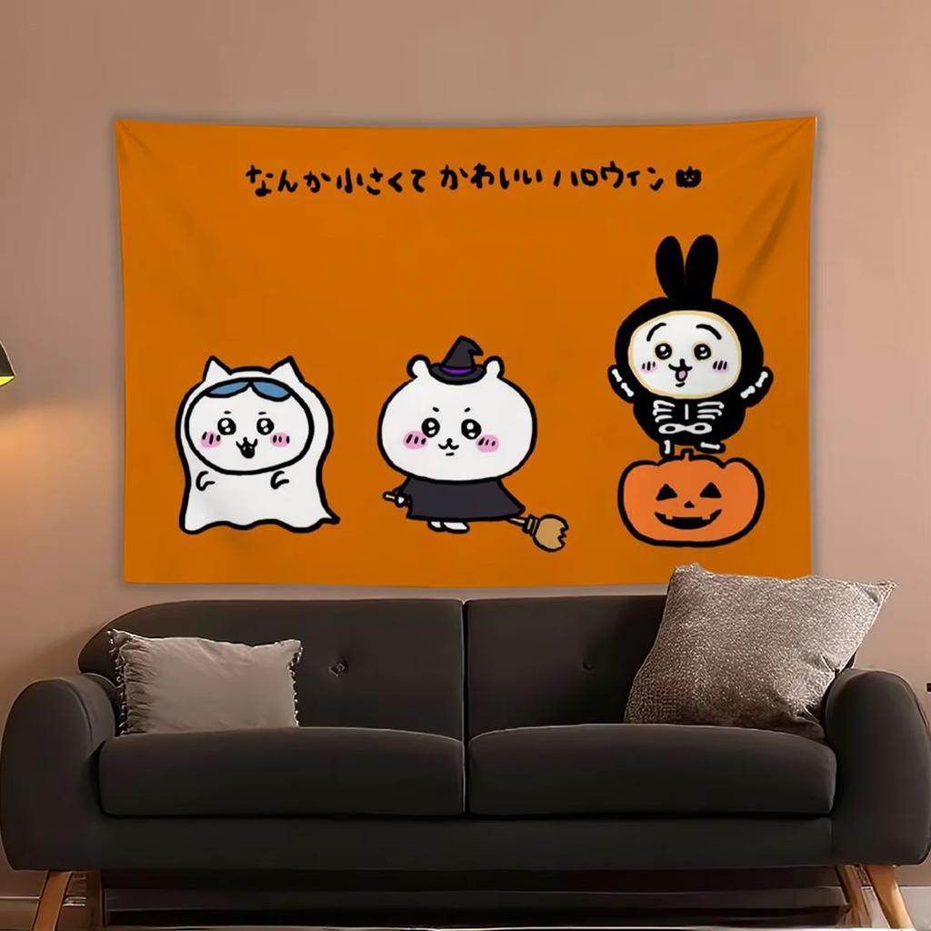 Halloween Theme Party Decoration Wall Fabric Hippie Wall Rugs Party Decoration Printed Tapestry Hippie Room Decoration Items