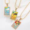 Enamel Drip Oil Geometric Pendant Copper Gold-plated Inlaid Zirconium Popular Same Style Necklace for Women