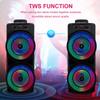BT Outdoor Portable Wireless Speaker with Double Subwoofer Deep Bass RGB Lights 2400mAh Support USB/TF/AUX/FM/BT/MIC for Party