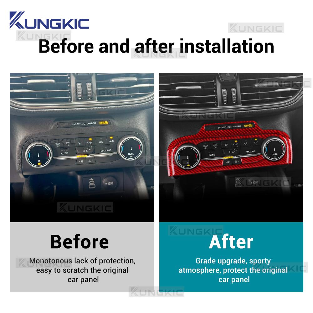 For Ford Focus/Focus ST 2019 2020 2021 2022 2023 2024 2025 Real Soft Carbon Fiber Sticker LHD Car Central Control AC Frame