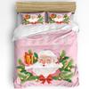 Christmas Snowman Pink Christmas Tree 3pcs Bedding Set For Double Bed Home Textile Duvet Cover Quilt Cover Pillowcase