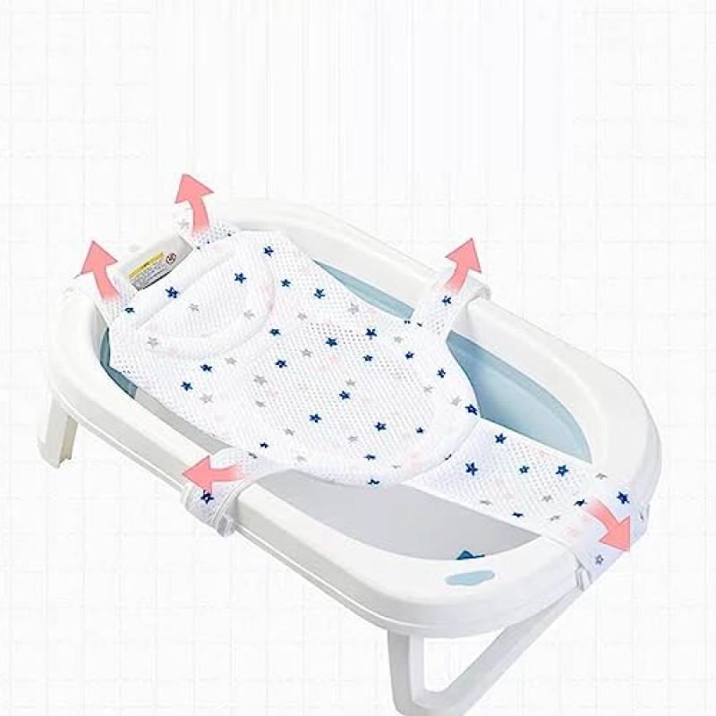 Baby Bath Seat Net, Breathable Newborn Bathtub Mesh Mat, Portable Shower Net for 0-18 Months Infants, Bathtub Safety Net