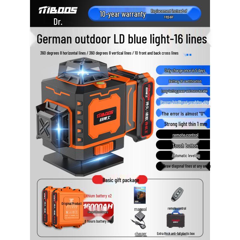 High-Precision Infrared Spirit Level with Automatic Blue Light Leveling for Outdoor Engineering.