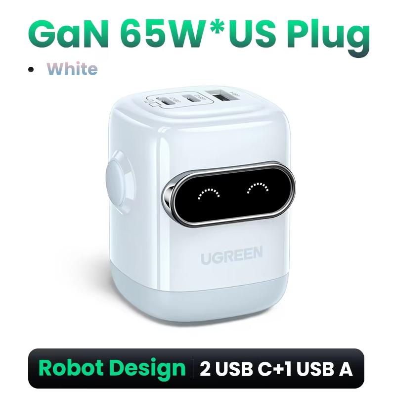 Ugreen Încărcătoare de 30W și 65W cu nitrură de galiu Tip Robot Încărcător rapid Type-C Potrivit pentru telefoane Apple și computere laptop