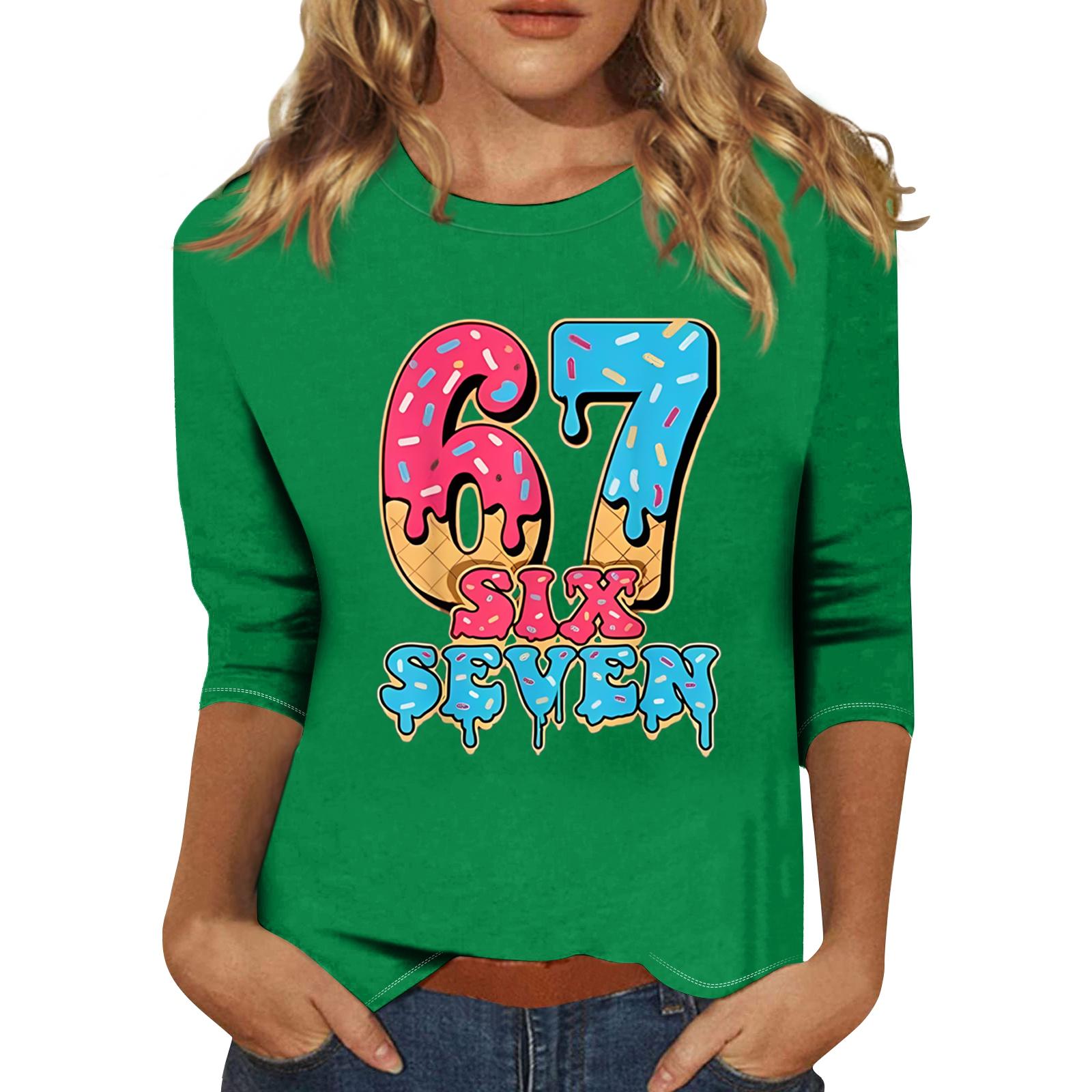 

Жіноча модна повсякденна футболка з принтом та рукавом три чверті XXL