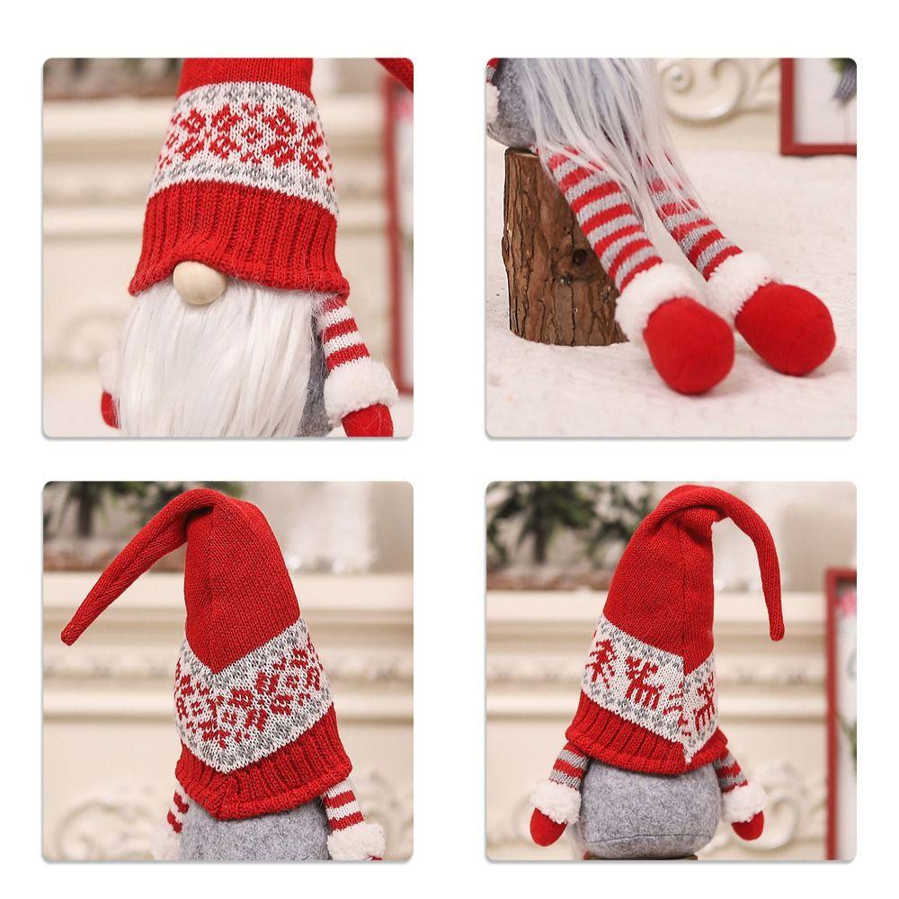 Kawaii Christmas Faceless Gnome Doll Cartoon Long Old Man Doll Knitted Christmas Doll  Office