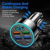 250W Car Charger 4USB QC3.0 PD Type-C Digital Display Car Power Charger 3.1A With Voltage Detection Multi-port Car Power Adapter