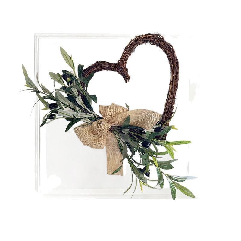 2025 Heart-Shaped Olive Wreath Door Hanger - Decorative Simulated Flower Ornament