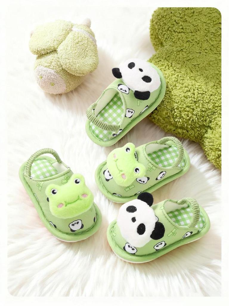 Unisex Cute Panda Slippers for Kids (1-5 Years), Anti-slip Elastic Band, Spring/Autumn