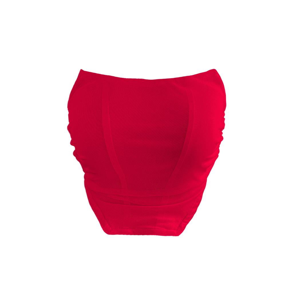 European and American Women's Clothing Sexy Backless Retro Tube Top Short Strapless Sleeveless Outer Bottom Vest