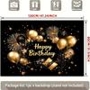 2D Gold Glitter Happy Birthday Background for Men & Women Party