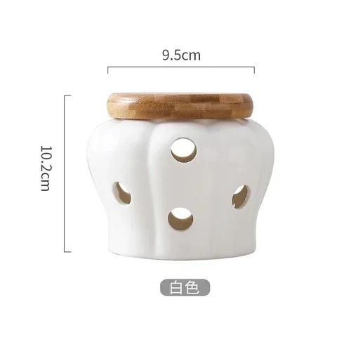 

Kitchen Ventilation Storage Tank Pumpkin Jar Hollow Out Ceramic Storage Tank Garlic Ginger Dried Chili Pepper Storage Jars белый